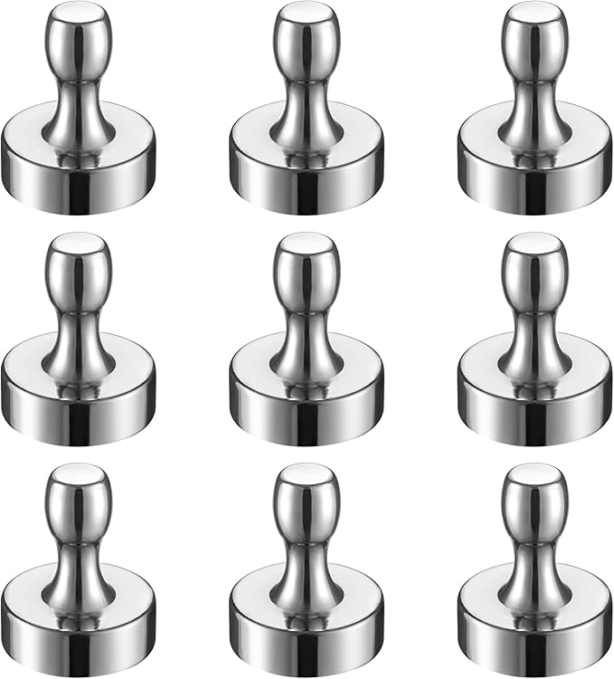 BTLIN Heavy Duty Fridge Magnets Extra Strong, Large Magnetic Push Pins for Kitchen Refrigerator Whiteboard Bulletin Board Office (18x22mm) 9Pack