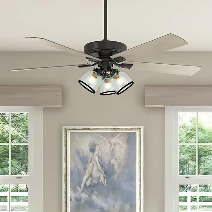 Eidonta 4 Pack Clear Glass Shade Replacements, Bell Shaped Glass Shade Covers with Black Ring, 4.92"High, 4.72"Diameter, 1.65 "Fitter, High Transmittance Globe Lampshade