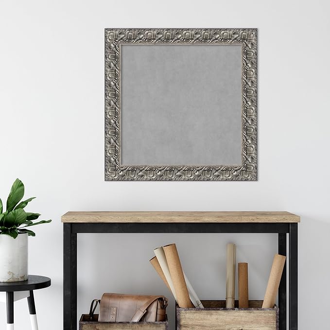 Amanti Art Silver Framed Magnetic Board 30x30 Medium Vision Board for use with Magnets, 100% Metal Sheet to Display Items as Office Decor or for Home Organization in mudroom, Kitchen or Kids Room
