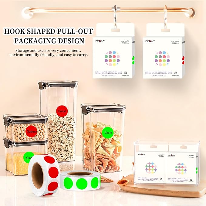 PARLAIM 2 Rolls 2000PCS 3/4" Round Circle Color-Code Dot Stickers,2 Color Style Colorful Coding Label Sticker for Home Office Classroom(Fluorescent Green+Red)