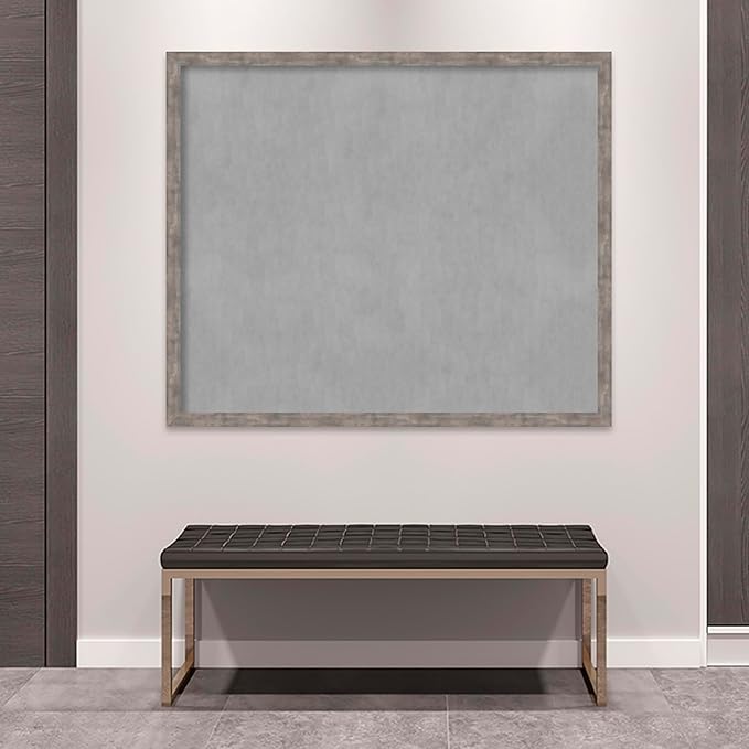 Amanti Art Silver Framed Magnetic Board 43x51 Oversize Vision Board for use with Magnets, 100% Metal Sheet to Display Items as Office Decor or for Home Organization in mudroom, Kitchen or Kids Room