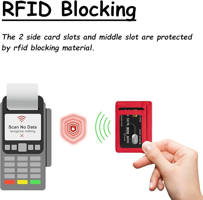 TOURSUIT Travel Minimalist Slim Front Pocket Wallet for Men Women, RFID Blocking Credit Card Holder Case (Red)