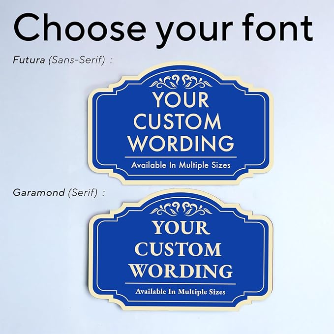 Custom Decorative Outdoor Metal Sign - Personalized Aluminum Driveway Sign, Waterproof, Made in USA - Design 2 Blue Steel 14x10 In