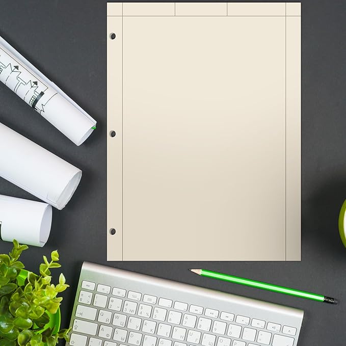 Seajan 2 Pcs Engineering Paper Notebook Engineering Computation Pad 8.5 x 11 Inches Engineer Graph Paper Notepad, 5 Squares Per Inch 3 Hole Punched Computation Pad, 100 Sheets/pack (Yellow)