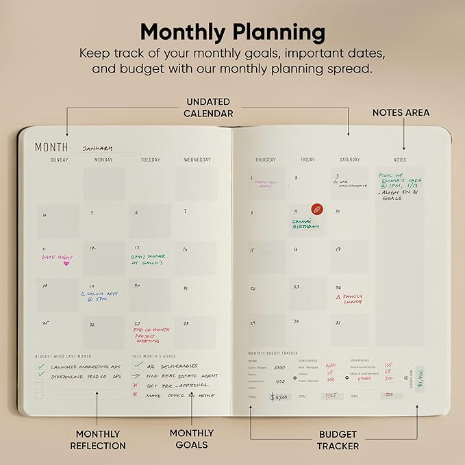 Undated, 2026 Planner, 8.5" x 11" - The #1 Productivity Planner to Achieve Your 2026 Goals - Planner 2026-2027 by PRODUCTIVITY STORE (A4, BLACK)