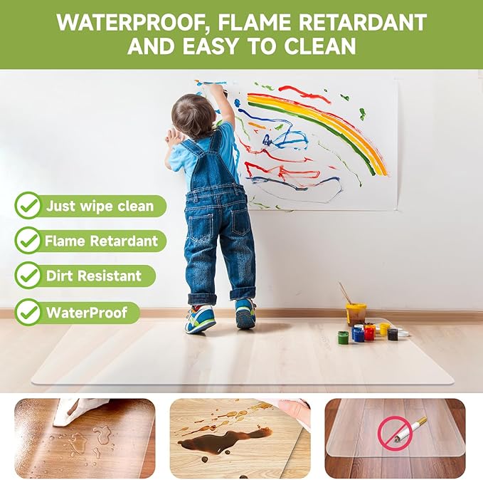 SOONAN Office Chair Mat for Hardwood Floor, 63" x 51" x 0.08" Clear Office Floor Mat, 0.08" Thickness Heavy Duty Computer&Desk Chair Mat,Floor Protector Chair Mats
