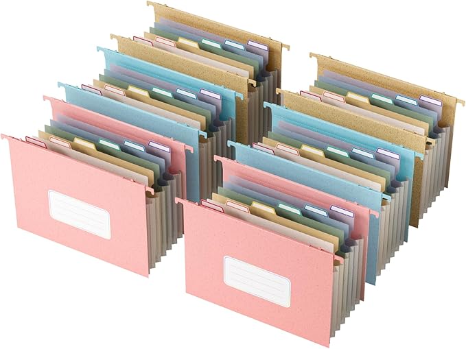 EcoStash Wheat Straw Expanding Hanging File Folders, 3 Color File Organizer, 1.2" Accordion Pockets, Large Capacity, Letter Size for Filing Cabinet, 100% BPA Free, Return to Nature, Healthy Living-6