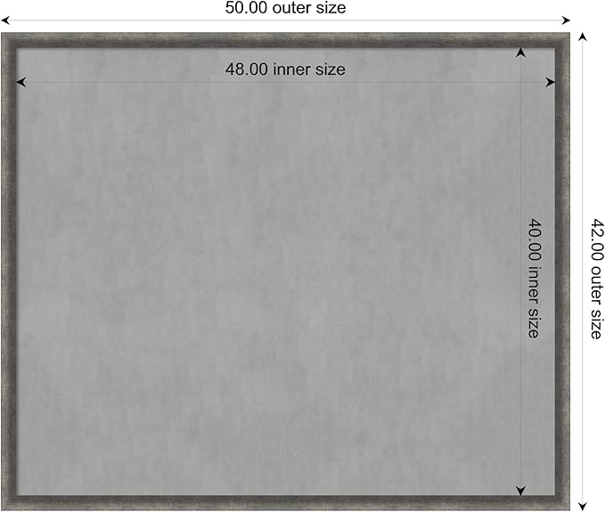 Amanti Art Grey Framed Magnetic Board 42x50 Oversize Vision Board for use with Magnets, 100% Metal Sheet to Display Items as Office Decor or for Home Organization in mudroom, Kitchen or Kids Room