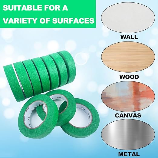 Bligo 10 Pack Green Painters Tape 1 Inch x 55 Yards, Medium Adhesive Masking Tape Bulk (550 Total Yards), Residue-Free for Painting, DIY Crafting, Indoor & Outdoor Use