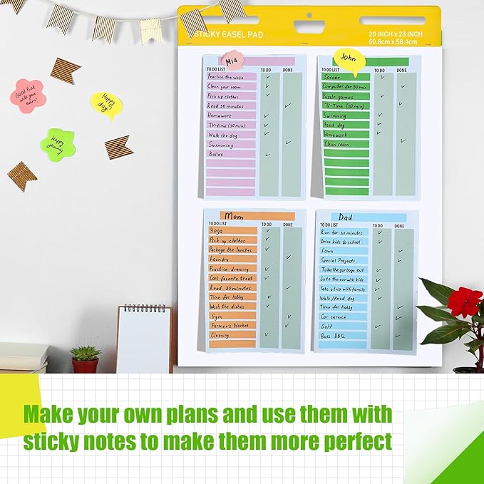 ReliThick 8 Pads Premium Sticky Easel Pad, 20 in x 23 in, White, 30 Sheets/Pad, Anchor Chart Paper for Teachers, Flip Chart Paper with Sticky, Large Self Stick Flip Chart Paper, Sticking Power