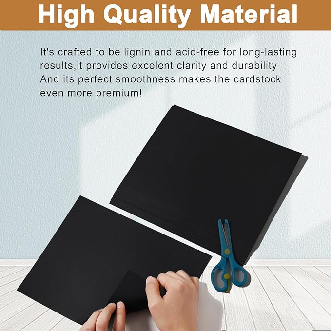Silunkia 28 Sheets Black Cardstock 8.5 x 11 for Halloween, 250gsm/92lb Heavyweight Black Paper Card Stock for DIY Cards, Scrapbooking, Greeting Cards, Invitations, Party