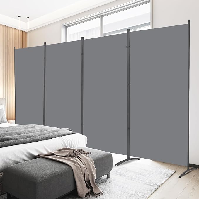 Room Divider 6FT Folding Privacy Screens, 4 Panel Partition Room Dividers w/Freestanding Design, Portable Wall Divider for Room Separtation, Fabric Screen Panel for Home Office Bedroom Dorm