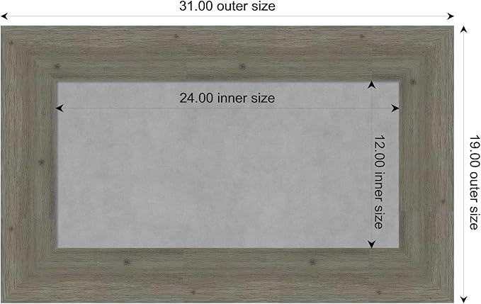 Amanti Art Grey Framed Magnetic Board 19x31 Small Vision Board for use with Magnets, 100% Metal Sheet to Display Items as Office Decor or for Home Organization in mudroom, Kitchen or Kids Room