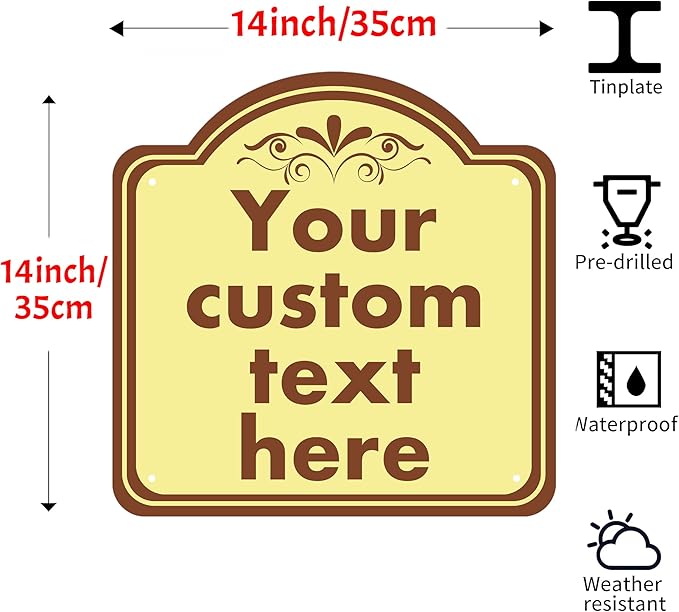Custom Sign, Custom Indoor/Outdoor Decorative Sign，Aluminum Weatherproof Metal Sign Multiple Sizes, Customize for Office, Business, Workplace, office, Home, Delivery Signs