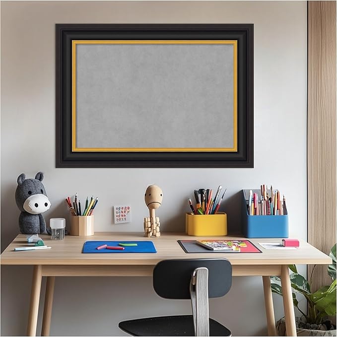 Amanti Art Black Framed Magnetic Board 22x30 Medium Vision Board for use with Magnets, 100% Metal Sheet to Display Items as Office Decor or for Home Organization in mudroom, Kitchen or Kids Room