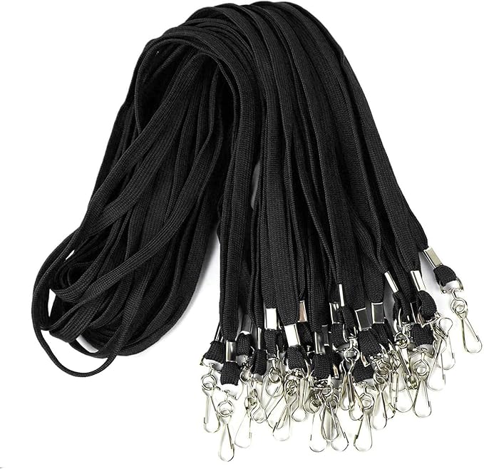 Ollain Badge Lanyards Flat Lanyard Swivel Hooks Durably Neck Bulk lanyards with Clip 100 Pack