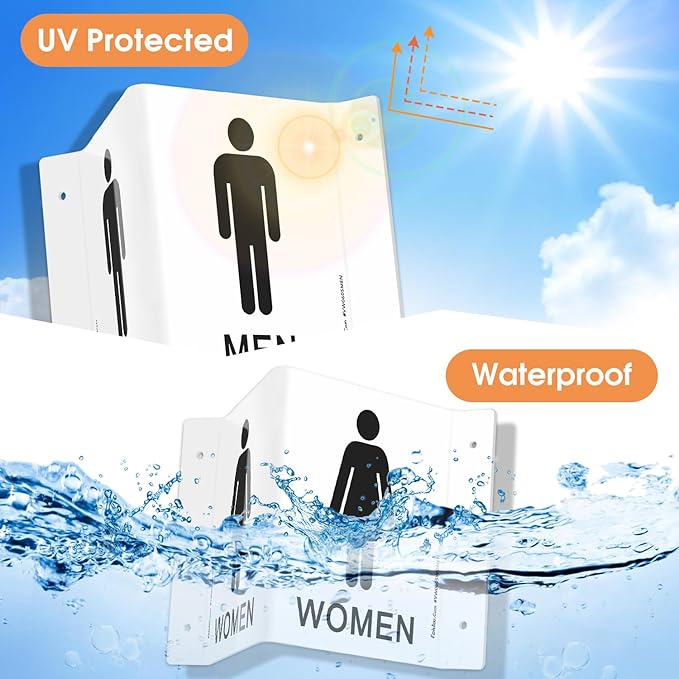 Faittoo Restroom Sign, Bathroom Signs, 4 Pack 6 x 8 Inches Acrylic Sign, for Office or Business Bathroom and Toilet Door or Wall Decor, Indoor Outdoor Use, White (Men and women Set)