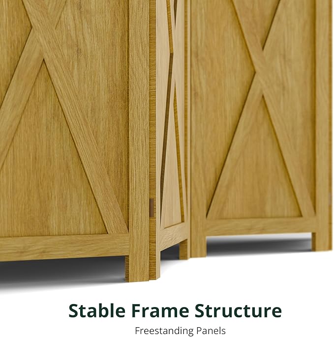 Cozy Castle Wood Room Divider, 4 Panels Folding Privacy Screen, 66.9'' Wall Divider, Barnwood Room Separator, Freestanding Partition, Temporary Wall for for Home Office Restaurant Decorative, Natural