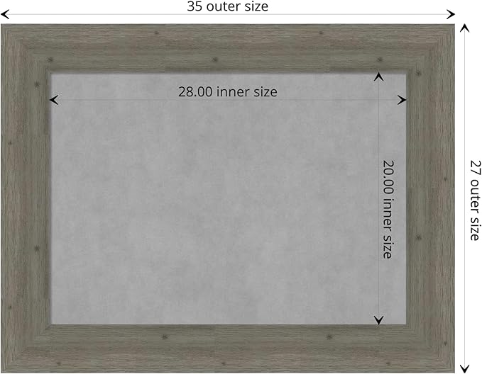 Amanti Art Grey Framed Magnetic Board 27x35 Medium Vision Board for use with Magnets, 100% Metal Sheet to Display Items as Office Decor or for Home Organization in mudroom, Kitchen or Kids Room