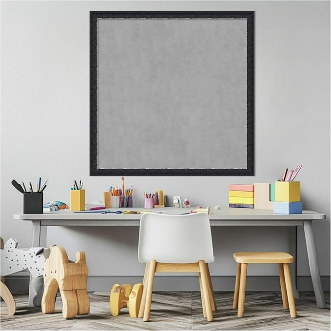 Amanti Art Black Framed Magnetic Board 26x26 Medium Vision Board for use with Magnets, 100% Metal Sheet to Display Items as Office Decor or for Home Organization in mudroom, Kitchen or Kids Room