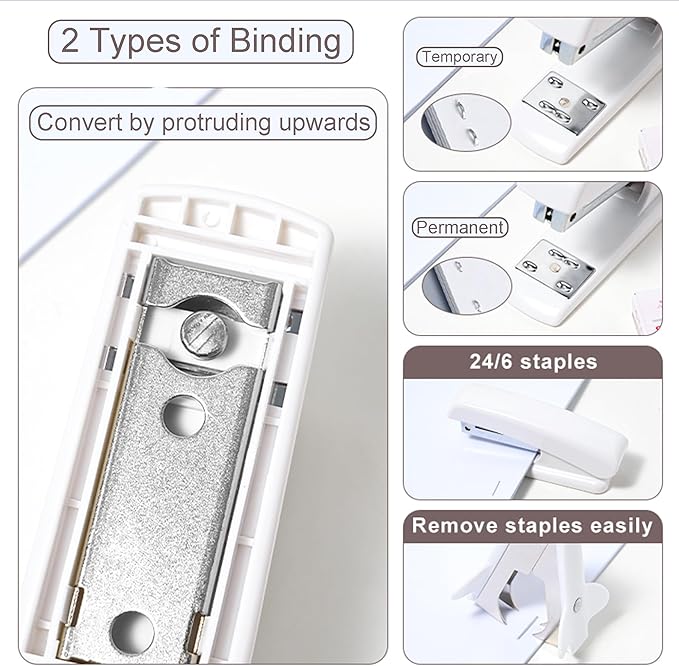 COMFYROOM Desk Accessories with Pen Holder, Office Supplies Desk Organizers and Accessories, Tape Dispenser, Stapler, Staple Remover, Staples, Clips Set, Ruler, Scissor, Pen, Tape (White)