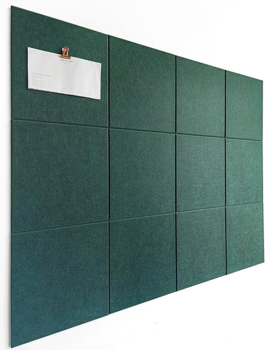 DECORITA Green Bulletin Board | Large Cork Boards Alternative for Walls | Felt Cork Board for Office, Home & Classroom | Green Office Classroom Supplies | Felt Wall Tiles (12-Pack) | Aurora Green