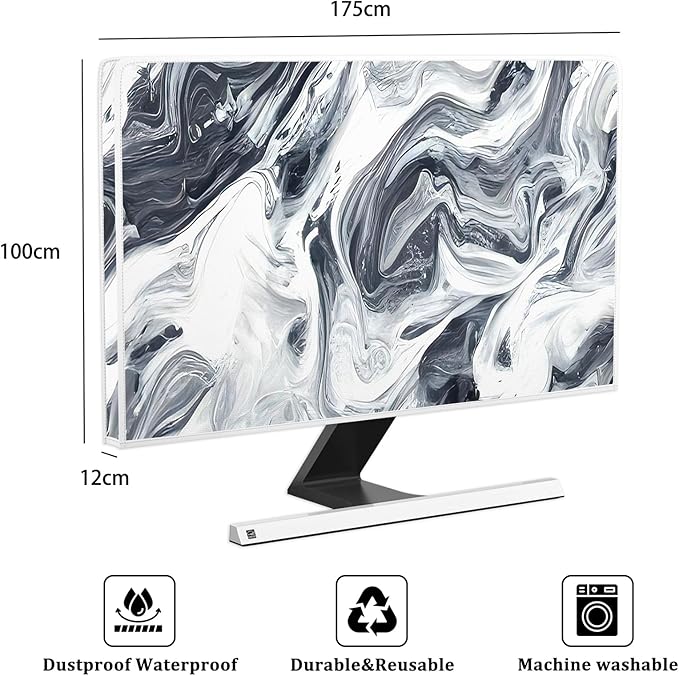 Baocicco Abstract Gray Marble Waterproof 75 Inch Television Cover Anti-Static Dustproof Protective Television Covers for TV Screen Abstract Modern TV Dust Cover for Home LED LCD OLED TVs