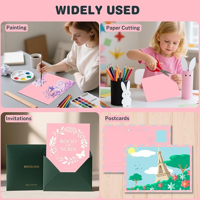Cardstock 8.5 X 11, 40 Sheets, Pink Card Stock, 75lb/ 200gsm Copy Paper, Cardstock Printer Paper For Art, Drawing, Invitations, DIY Cards, Craft, Construction, School & Office Supplies