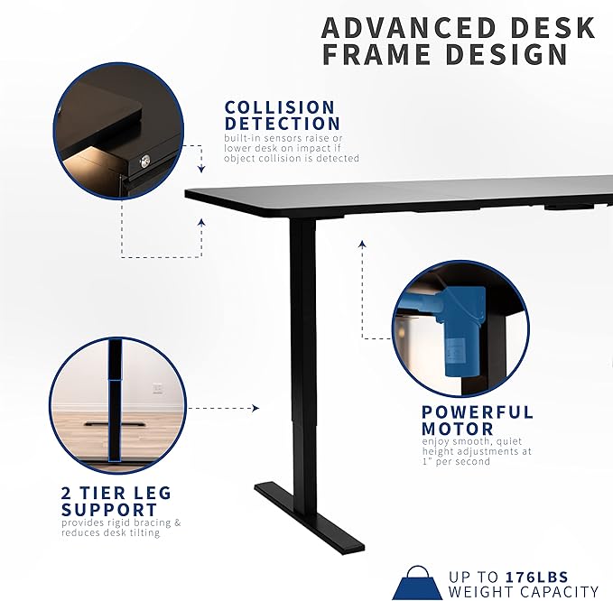 VIVO Electric 43 x 24 in Standing Desk, Memory Height Adjustment, 1B Series, Holds 220 lbs, White Top, White Frame, DESK-1W4W
