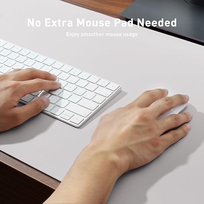 Aothia Faux Leather Desk Mat – Large Mouse Pad, Non-Slip PU Leather Blotter, Waterproof Writing Surface for Office and Home (Pale Lavender White, 47.2" x 23.6")