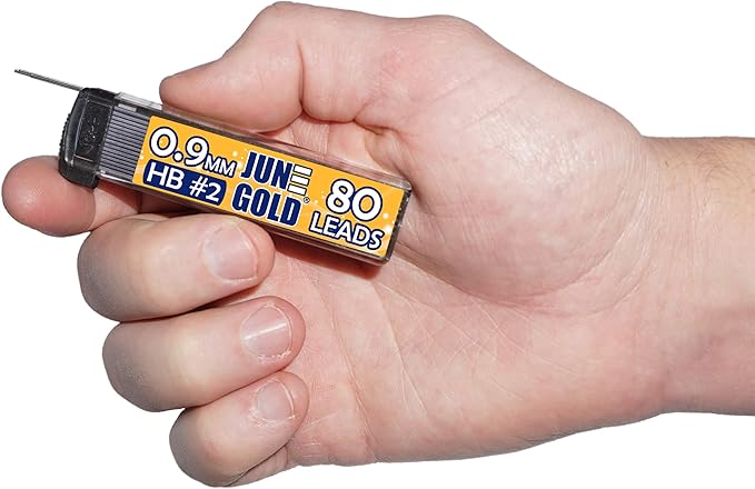 June Gold 320 Pieces, 0.9 mm HB #2 Lead Refills, 80 Pieces Per Dispenser, Bold Thickness, Break Resistant Lead/Graphite, 1.0 mm Compatible (Pack of 4 Dispensers)