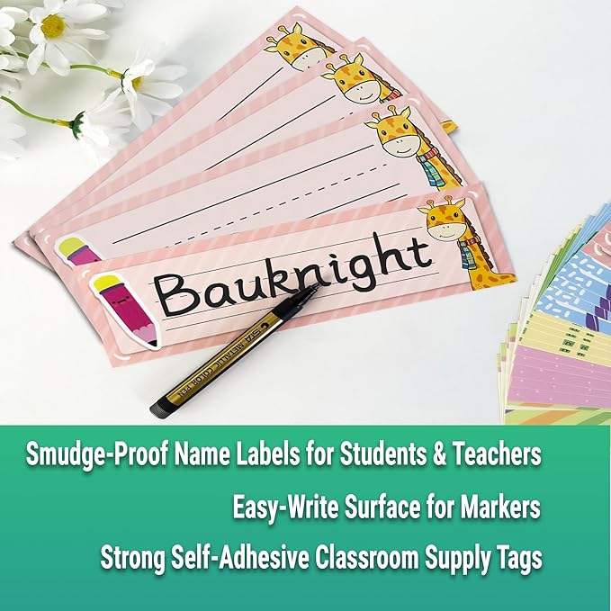 36PCS Desk Name Tags for Classroom – Student Name Plates for Classroom, Kindergarten & Elementary School, 9x3inch Chalkboard Name Tags for Teachers, Desks, Lockers & School Supplies (Style01)