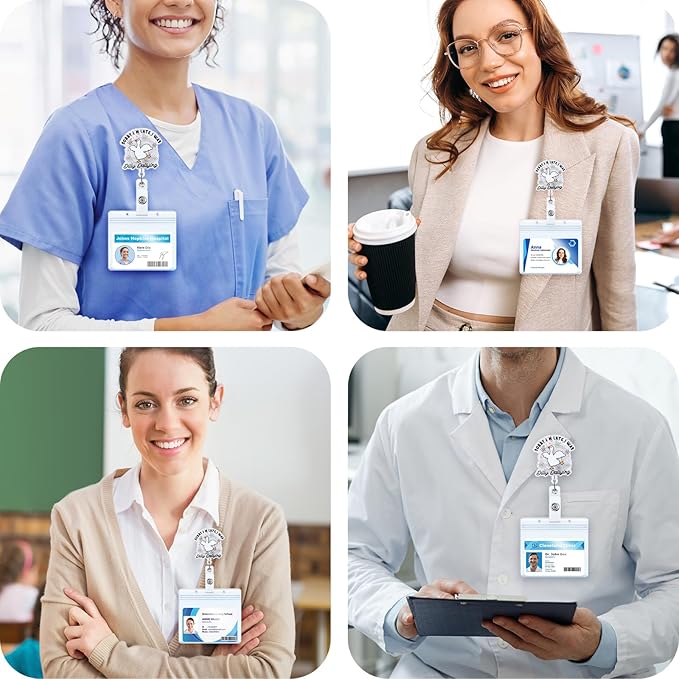 Sorry I'm Late I was Dilly Dallying Funny Silly Goose Nurse Badge Reel, Cute Retractable ID Card Pediatric Badge Holder, Name Tag Badge Buddy for RN CNA Nurse Nursing Student Teacher Social Workers