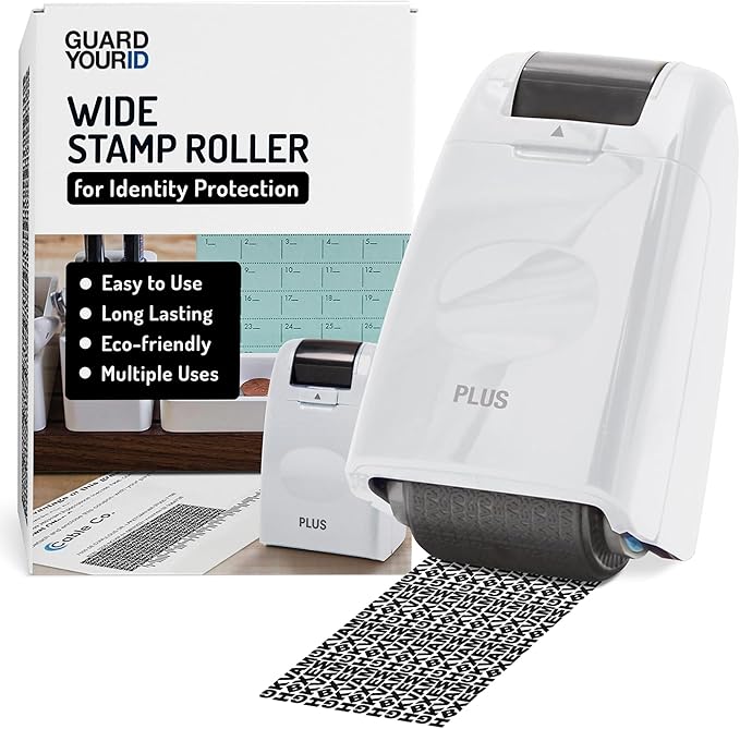 Guard Your ID Wide Stamp Roller for Identity Protection, White