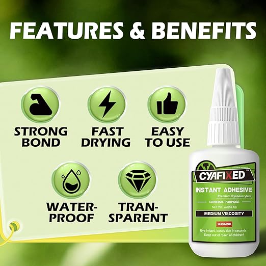 Medium Super Glue Kit, 56.8 Gram (2oz) CA Glue with Anti-Clog Cap & Microtips for Woodworking, 3D Printing, Aquarium, Crafts, Plastic – Instant Cyanoacrylate Adhesive Repair Shoe, Ceramic, Glass