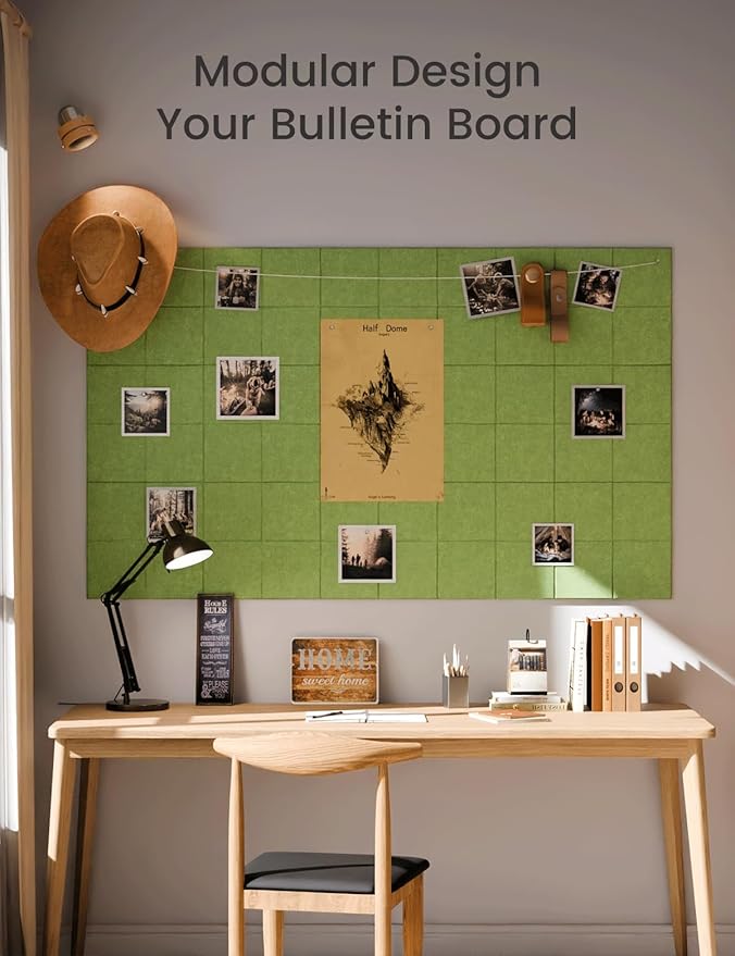 Fluxynara Large Felt Bulletin Board 48" x 36" Cork Board Alternative-12 Pack with 70 Safe Removable Adhesive Tabs, Cork Boards for Walls Cork Board for Home Office Classroom Pin Board-Kelly Green