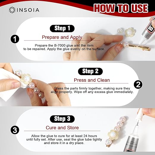B7000 Rhinestone Glue Clear 16 PCS 15ml – Strong Transparent No Trace Jewelry Glue with Precision Tip, Quick Dry Multi-Purpose Adhesive for Making Nail Makeup Fabric Shoes Craft Phone Repair
