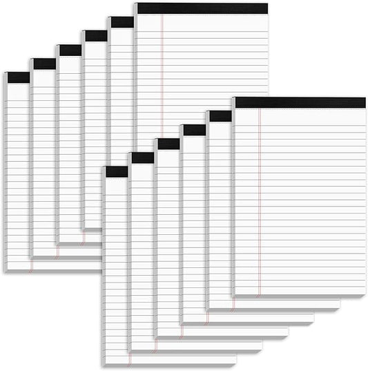 Nichela 5" x 8" Note Pads 12 Pack of Legal Pads 30 Sheets Notepad College Ruled Small Writing Pads Perforated Pages Paper Pads 80GSM Heavyweight Paper Note Pads for Home, Office, or School