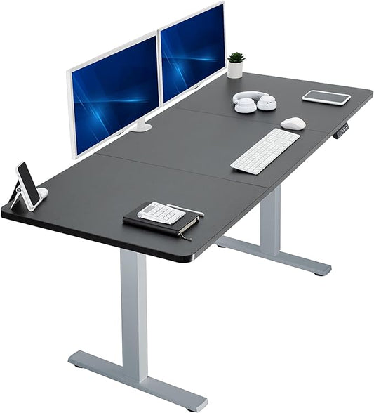 VIVO Electric 71 x 30 in Standing Desk, Memory Height Adjustment, 1B Series, Holds 220 lbs, Black Top Gray Frame, DESK-KIT-1G7B