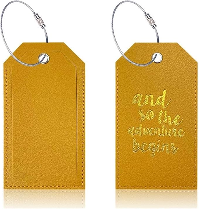 Portable Leather Travel Labels with Privacy Cover and Steel for Business Trips and Vacations Luggage Label for Travel