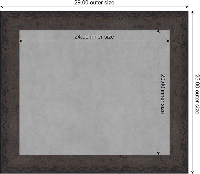 Amanti Art Black Framed Magnetic Board 25x29 Medium Vision Board for use with Magnets, 100% Metal Sheet to Display Items as Office Decor or for Home Organization in mudroom, Kitchen or Kids Room
