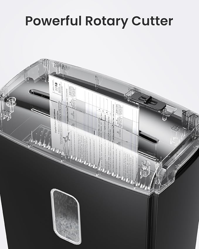 Locksworth 8-Sheet Micro Cut Paper Shredder P-4 High Security for Home Office Use with Handle, Shreds Credit Card/Staple 4 Gallons(Black) Visual Window Wastebasket
