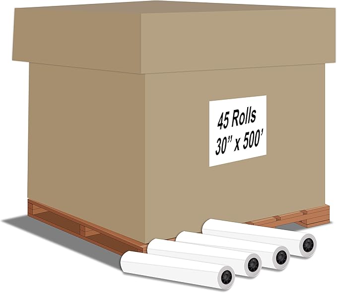 Alliance Wide Format Paper 30” x 500’ Rolls Bond Engineering 92 Bright 20lb - 45 Rolls per Pallet with 3” Core