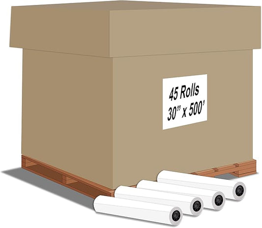 Alliance Wide Format Paper 30” x 500’ Rolls Bond Engineering 92 Bright 20lb - 45 Rolls per Pallet with 3” Core