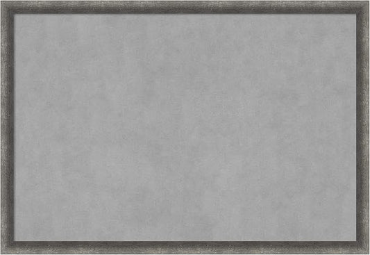 Amanti Art Grey Framed Magnetic Board 26x38 Large Vision Board for use with Magnets, 100% Metal Sheet to Display Items as Office Decor or for Home Organization in mudroom, Kitchen or Kids Room