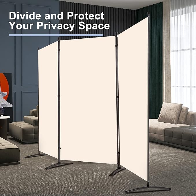 Room Divider 6FT Folding Privacy Screens, 3 Panel Partition Room Dividers w/Freestanding Design, Portable Wall Divider for Room Separtation, Fabric Screen Panel for Home Office Bedroom Dorm
