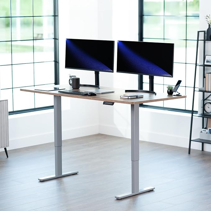 VIVO Electric 71 x 36 in Standing Desk, Memory Height Adjustment, 1B Series, Holds 220 lbs, Reclaimed Wood Top Gray Frame, DESK-KIT-1G7P-36