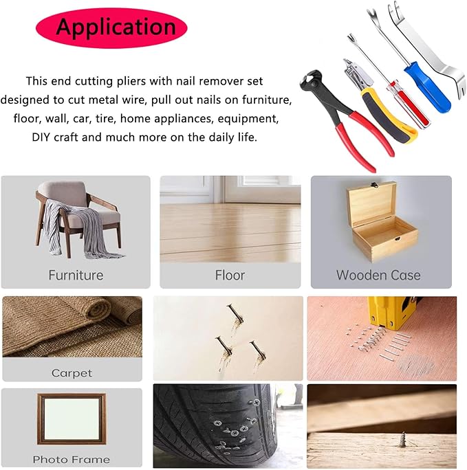 5pcs Upholstery Staple Remover Tool with Nail Puller Pliers Tack Puller Staple Puller, Nail Remover Tool for Furniture Floor Carpet Wall Wooden Case Photo Frame