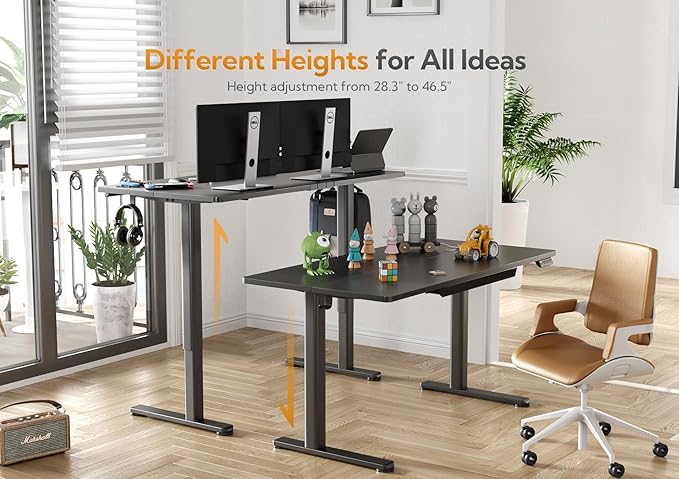 Claiks Standing Desk with Drawers, 55x24 Inch Electric Adjustable Height Stand Up Desk Computer Workstation, Black