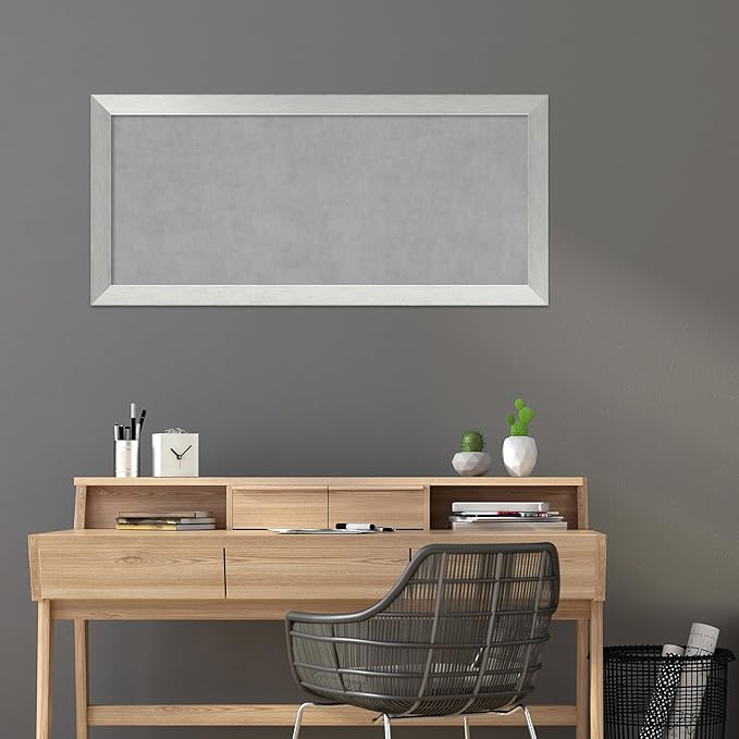 Amanti Art Silver Framed Magnetic Board 24x52 Oversize Vision Board for use with Magnets, 100% Metal Sheet to Display Items as Office Decor or for Home Organization in mudroom, Kitchen or Kids Room